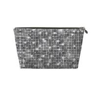 EZDLOWVBA Silver Sequin Sparkle Pattern Print Makeup Bag Cosmetic Bag for Purse Travel Make Up Organizer for Handbag,Waterproof Beauty Pouch for Women and Girls