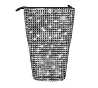 EZDLOWVBA Silver Sequin Sparkle Pattern Print Stationery Bag for Boys & Girls, Stand Pencil Holder, Zip Pencil Case, Telescopic Case, Students & Office Middle School