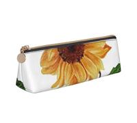 EZDLOWVBA Smile Face Sunflower Print Cute Pencil Case for Girls Boys,Leather Stationery Organizer Box School Office Supplies Case