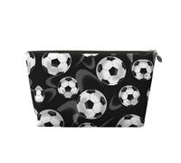 EZDLOWVBA Soccer Black Print Makeup Bag Cosmetic Bag for Purse Travel Make Up Organizer for Handbag,Waterproof Beauty Pouch for Women and Girls