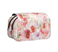 EZDLOWVBA Soft Color Pale Faded Mix of Roses Print Pencil Case Large Capacity Pen Pouch Pencil Bag with 2 Compartments Pen Holder Organizer Stationery Bag