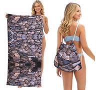 EZDLOWVBA Solid Stonewall Art Print Beach Towel Backpack 2 In 1 Summer Large Lightweight Beach Towel - Multifunctional Ship Pattern Towel Bag For Storage,Sport
