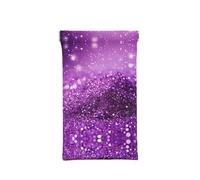 EZDLOWVBA Sparkling Purple Glitter Print Pu Leather Soft Eyeglasses Case Squeeze Top Portable Sunglasses Pouch Glasses Bag For Women Men