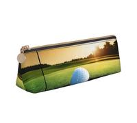 EZDLOWVBA Sport Golf Ball Sunset Tree Print Cute Pencil Case for Girls Boys,Leather Stationery Organizer Box School Office Supplies Case