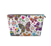EZDLOWVBA Spring Floral Butterfly Print Makeup Bag Cosmetic Bag for Purse Travel Make Up Organizer for Handbag,Waterproof Beauty Pouch for Women and Girls