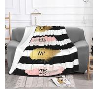 EZDLOWVBA Stripe Don'T Kill My Vibe Print Fleece Throw Blanket For Couch Sofa Bed, Cozy Fuzzy Soft Lightweight Warm Blankets For All Seasons