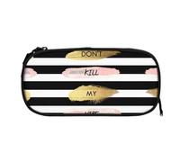 EZDLOWVBA Stripe Don't Kill My Vibe Print Pencil Cases Boys Girls Lovely Pencilcase with Zip Organizer for Students Pencil Case for Daughter Son Desk Pencil Pouch