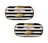 EZDLOWVBA Stripe Don't Kill My Vibe Print Pencil Cases Boys Girls Lovely Pencilcase with Zip Organizer for Students Pencil Case for Daughter Son Desk Pencil Pouch
