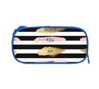 EZDLOWVBA Stripe Don't Kill My Vibe Print Pencil Cases Boys Girls Lovely Pencilcase with Zip Organizer for Students Pencil Case for Daughter Son Desk Pencil Pouch