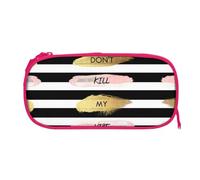EZDLOWVBA Stripe Don't Kill My Vibe Print Pencil Cases Boys Girls Lovely Pencilcase with Zip Organizer for Students Pencil Case for Daughter Son Desk Pencil Pouch