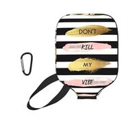 EZDLOWVBA Stripe Don't Kill My Vibe Print Pickleball Paddle Cover, Neoprene Racket Sleeve with Zipper, 11.6'' * 8.7'' Soft & Durable Pickleball Paddle Protection Cover
