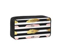 EZDLOWVBA Stripe Don't Kill My Vibe Print Portable Student Kids Pencil Case Pen Bag Durable Stationery Pouch,Capacity Bag Pouch Holder