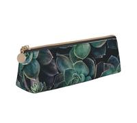 EZDLOWVBA Succulent Plants Print Cute Pencil Case for Girls Boys,Leather Stationery Organizer Box School Office Supplies Case