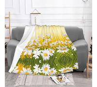 EZDLOWVBA Summer Floral Daisies Flower Print Fleece Throw Blanket For Couch Sofa Bed, Cozy Fuzzy Soft Lightweight Warm Blankets For All Seasons