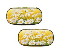 EZDLOWVBA Summer Floral Daisies Flower Print Pencil Cases Boys Girls Lovely Pencilcase with Zip Organizer for Students Pencil Case for Daughter Son Desk Pencil Pouch