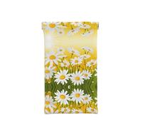 EZDLOWVBA Summer Floral Daisies Flower Print Pu Leather Soft Eyeglasses Case Squeeze Top Portable Sunglasses Pouch Glasses Bag For Women Men