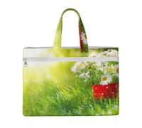 EZDLOWVBA Summer Floral Flowers Daisies Print Canvas Tote File Bag Suitable For Studying, Traveling, Traveling, Commuting, Etc.