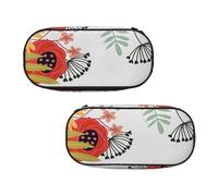EZDLOWVBA Summer Flowers Botanical Print Pencil Cases Boys Girls Lovely Pencilcase with Zip Organizer for Students Pencil Case for Daughter Son Desk Pencil Pouch