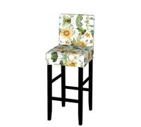 EZDLOWVBA Sunflower And Corn Print Bar Stool Covers With Back, Stretch Stools Slipcovers Removable Low Back Swivel Chair Covers(1pcs)