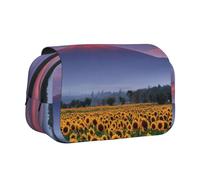EZDLOWVBA Sunflower Moutain Print Pencil Case Large Capacity Pen Pouch Pencil Bag with 2 Compartments Pen Holder Organizer Stationery Bag