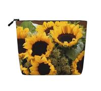 EZDLOWVBA Sunflowers Print Sunflowers Print Fake Hemp Makeup Bag – Travel, and Daily Storage Essential – Reusable Cosmetic Bag, Zipper Pouch, Make-Up Tool