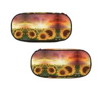 EZDLOWVBA Sunflowers Sunset Sunlight Landscape Print Pencil Cases Boys Girls Lovely Pencilcase with Zip Organizer for Students Pencil Case for Daughter Son Desk Pencil Pouch