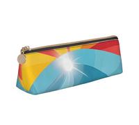 EZDLOWVBA Sunset and Sunrise with Sea Waves Print Cute Pencil Case for Girls Boys,Leather Stationery Organizer Box School Office Supplies Case