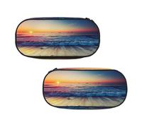 EZDLOWVBA Sunset View On The Beach Shore Print Pencil Cases Boys Girls Lovely Pencilcase with Zip Organizer for Students Pencil Case for Daughter Son Desk Pencil Pouch