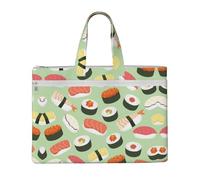 EZDLOWVBA Sushi Food Pattern Print Canvas Tote File Bag Suitable For Studying, Traveling, Traveling, Commuting, Etc.