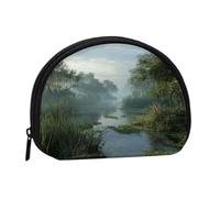 EZDLOWVBA Swamp Wetland Print Printed Mini Coin Purse with Zipper â€“ Small Wallet for Women & Men, Compact Travel Money Organizer