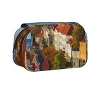 EZDLOWVBA Tallinn Estonia City Print Pencil Case Large Capacity Pen Pouch Pencil Bag with 2 Compartments Pen Holder Organizer Stationery Bag