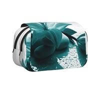 EZDLOWVBA Teal Lily Print Pencil Case Large Capacity Pen Pouch Pencil Bag with 2 Compartments Pen Holder Organizer Stationery Bag