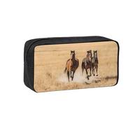 EZDLOWVBA Three Running Horses Print Portable Student Kids Pencil Case Pen Bag Durable Stationery Pouch,Capacity Bag Pouch Holder