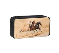 EZDLOWVBA Three Running Horses Print Portable Student Kids Pencil Case Pen Bag Durable Stationery Pouch,Capacity Bag Pouch Holder