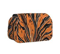 EZDLOWVBA Tiger Stripes Orange Pattern Print Pencil Case Large Capacity Pen Pouch Pencil Bag with 2 Compartments Pen Holder Organizer Stationery Bag