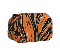 EZDLOWVBA Tiger Stripes Orange Pattern Print Pencil Case Large Capacity Pen Pouch Pencil Bag with 2 Compartments Pen Holder Organizer Stationery Bag