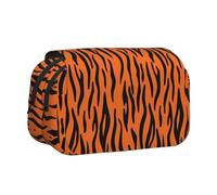 EZDLOWVBA Tiger Stripes Orange Pattern Print Pencil Case Large Capacity Pen Pouch Pencil Bag with 2 Compartments Pen Holder Organizer Stationery Bag