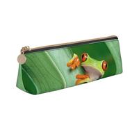 EZDLOWVBA Tree Frog Print Cute Pencil Case for Girls Boys,Leather Stationery Organizer Box School Office Supplies Case