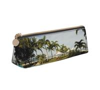 EZDLOWVBA Tropical Coconut Trees Beach Print Cute Pencil Case for Girls Boys,Leather Stationery Organizer Box School Office Supplies Case