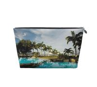 EZDLOWVBA Tropical Coconut Trees Beach Print Makeup Bag Cosmetic Bag for Purse Travel Make Up Organizer for Handbag,Waterproof Beauty Pouch for Women and Girls