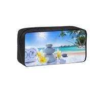 EZDLOWVBA Tropical Flower and Zen Stone Print Pencil Case for Boys Girls Secondary School Pen Holder for Kids Girls Pen Pouch Pencil Bag Office College Stationery