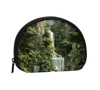EZDLOWVBA Tropical Rainforest Waterfal Print Printed Mini Coin Purse with Zipper â€“ Small Wallet for Women & Men, Compact Travel Money Organizer