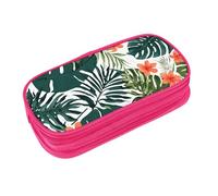 EZDLOWVBA Tropical Summer Hawaiian Flower Palm Leaves Print Pencil Cases Boys Girls Lovely Pencilcase with Zip Organizer for Students Pencil Case for Daughter Son Desk Pencil Pouch