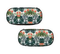 EZDLOWVBA Tropical Summer Hawaiian Flower Palm Leaves Print Pencil Cases Boys Girls Lovely Pencilcase with Zip Organizer for Students Pencil Case for Daughter Son Desk Pencil Pouch