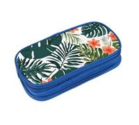 EZDLOWVBA Tropical Summer Hawaiian Flower Palm Leaves Print Pencil Cases Boys Girls Lovely Pencilcase with Zip Organizer for Students Pencil Case for Daughter Son Desk Pencil Pouch