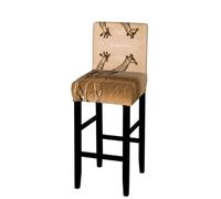 EZDLOWVBA Two Giraffe Running On The Barren Print Bar Stool Covers With Back, Stretch Stools Slipcovers Removable Low Back Swivel Chair Covers(1/2/4pcs)