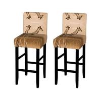 EZDLOWVBA Two Giraffe Running On The Barren Print Bar Stool Covers With Back, Stretch Stools Slipcovers Removable Low Back Swivel Chair Covers(1/2/4pcs)