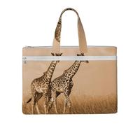 EZDLOWVBA Two Giraffe Running On The Barren Print Canvas Tote Bag,Canvas Document Bag