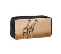 EZDLOWVBA Two Giraffe Running On The Barren Print Portable Student Kids Pencil Case Pen Bag Durable Stationery Pouch,Capacity Bag Pouch Holder