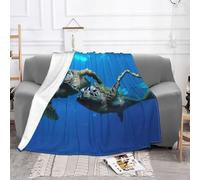 EZDLOWVBA Two Submarine Turtles Under The Sea Print Fleece Throw Blanket For Couch Sofa Bed, Cozy Fuzzy Soft Lightweight Warm Blankets For All Seasons